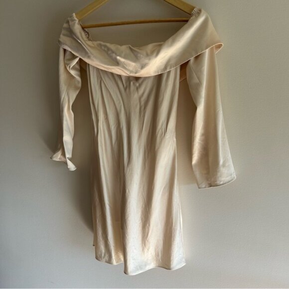 Reformation Maves Off-The-Shoulder Mini Dress Cream - Picture 7 of 8
